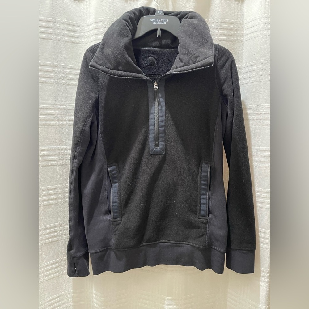 Lululemon Post Chaturanga Pullover black 1/4 zip fleece funnel neck size 6